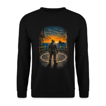 Oil rig rig worker - Unisex Sweatshirt - black - Front - Alina (178cm) & Michal (187cm)