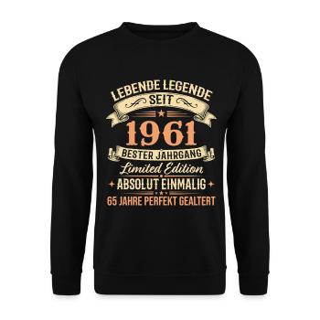 1961 Jahrgang Legende Vintage 65. Geburtstag - Unisex Pullover - Schwarz - Vorne - Alina (178cm) & Michal (187cm)