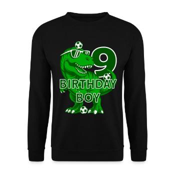 9 YEARS BIRTHDAY BOY FOOTBALL 9TH BIRTHDAY - Unisex Sweatshirt - black - Front - Alina (178cm) & Michal (187cm)