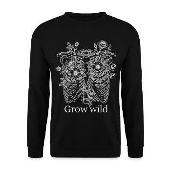 Grow Wild Brustkorb Blumen Rosen - Unisex Pullover - Schwarz - Vorne - Alina (178cm) & Michal (187cm)