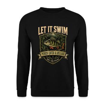 Chemise de pêcheur de pêcheur à l’achigan - Sweat-shirt Unisexe - noir - Devant - Alina (178cm) & Michal (187cm)