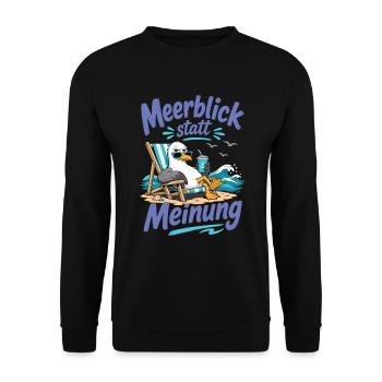 Möwe Meerblick statt Meinung Shirt - Unisex Pullover - Schwarz - Vorne - Alina (178cm) & Michal (187cm)
