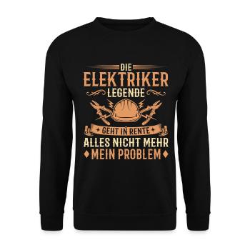 Abschied Elektriker Legende in Rente - Unisex Pullover - Schwarz - Vorne - Alina (178cm) & Michal (187cm)