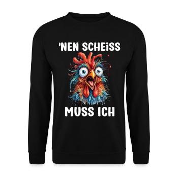 Ein Scheiss muss ich ein lustiger und frecher Huhn - Unisex Pullover - Schwarz - Vorne - Alina (178cm) & Michal (187cm)