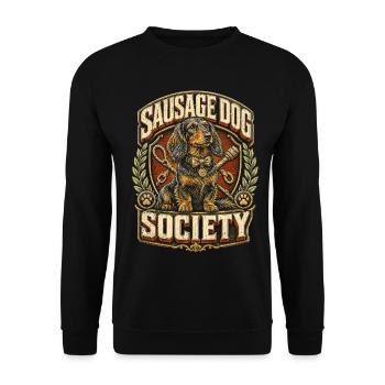 Dackel Rauhaardackel Sausage Dog Society - Unisex Pullover - Schwarz - Vorne - Alina (178cm) & Michal (187cm)