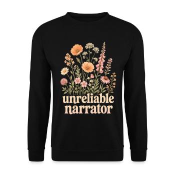 Narrateur peu fiable, Amoureux de livres, écrivain - Sweat-shirt Unisexe - noir - Devant - Alina (178cm) & Michal (187cm)