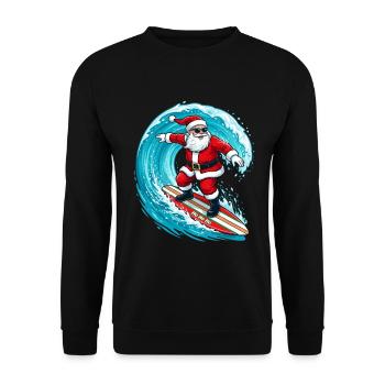 Noël en juillet : le Père Noël surfant - Sweat-shirt Unisexe - noir - Devant - Alina (178cm) & Michal (187cm)