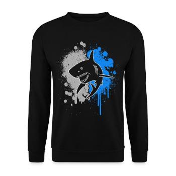 Shark Sharks Splashes of Color Men's Kids Boys Shark - Unisex Sweatshirt - black - Front - Alina (178cm) & Michal (187cm)