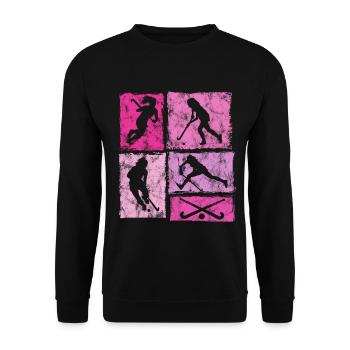 Hockey Field Hockey Indoor Hockey Girls Retro - Unisex Sweatshirt - black - Front - Alina (178cm) & Michal (187cm)
