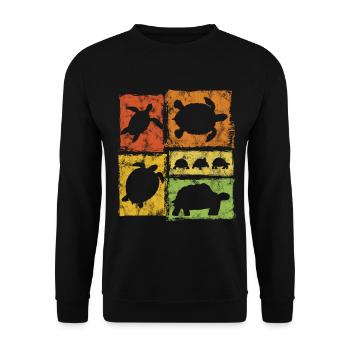Turtle in Perspective Retro Graphic - Unisex Sweatshirt - black - Front - Alina (178cm) & Michal (187cm)