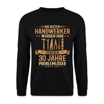 Handwerker 1996 Geboren 30. Geburtstag Geschenk - Unisex Pullover - Schwarz - Vorne - Alina (178cm) & Michal (187cm)