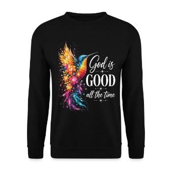 God Is Good All The Time Christian - Unisex Sweatshirt - black - Front - Alina (178cm) & Michal (187cm)