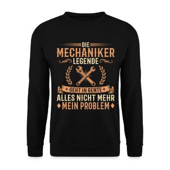 Abschied Mechaniker Legende in Rente - Unisex Pullover - Schwarz - Vorne - Alina (178cm) & Michal (187cm)