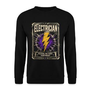 Funny Electrician Quote Retro Workshop Design - Unisex Sweatshirt - black - Front - Alina (178cm) & Michal (187cm)