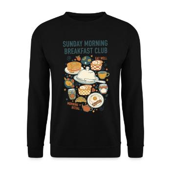 Petit-déjeuner Breakfast Club Brunch du dimanche matin - Sweat-shirt Unisexe - noir - Devant - Alina (178cm) & Michal (187cm)