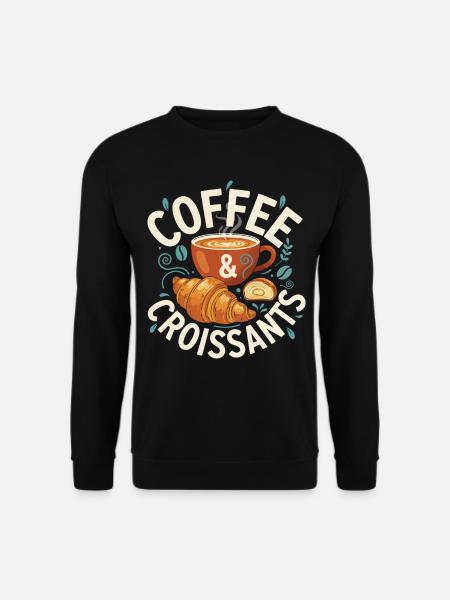 Breakfast Funny Coffee Croissants Brunch Pancake - Unisex Sweatshirt - black