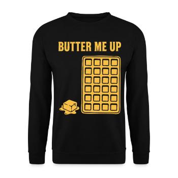 Breakfast Butter Me Up Funny Brunch Coffee Pancake - Unisex Sweatshirt - black - Front - Alina (178cm) & Michal (187cm)