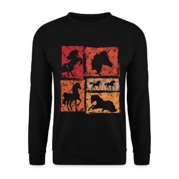 Einhörner – Vintage-Stil Mit Sternen - Unisex Pullover - Schwarz - Vorne - Alina (178cm) & Michal (187cm)
