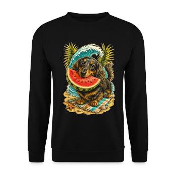 Dachshund, wire-haired dachshund, long-haired dachshund, watermelon - Unisex Sweatshirt - black - Front - Alina (178cm) & Michal (187cm)
