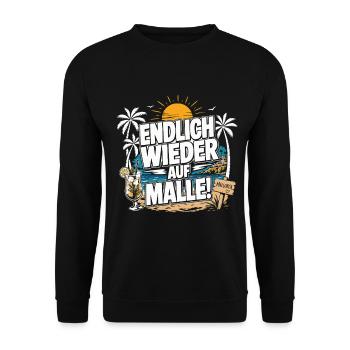 Mallorca Urlaub Strand Palmen Sommer Vintage - Unisex Pullover - Schwarz - Vorne - Alina (178cm) & Michal (187cm)