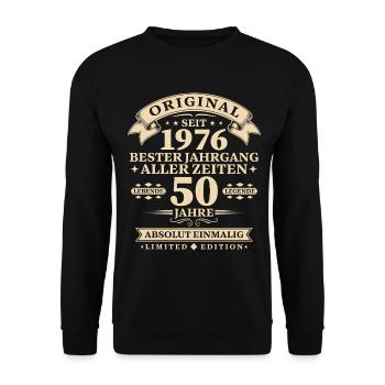 Original 1976 Bester Jahrgang 50. Geburtstag - Unisex Pullover - Schwarz - Vorne - Alina (178cm) & Michal (187cm)
