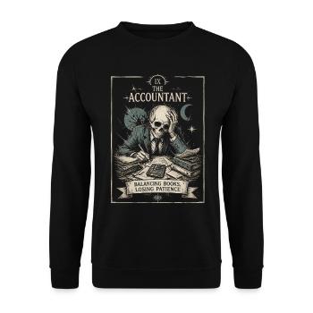 Funny Accountant Balancing Books Retro Art - Unisex Sweatshirt - black - Front - Alina (178cm) & Michal (187cm)