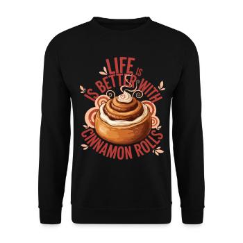 La vie au petit-déjeuner est meilleure avec des roulés à la cannelle - Sweat-shirt Unisexe - noir - Devant - Alina (178cm) & Michal (187cm)