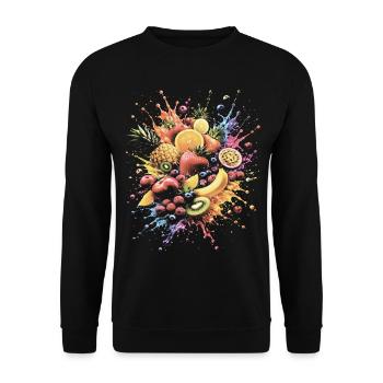 Multicolored Tropical Fruits Splash Art - Unisex Sweatshirt - black - Front - Alina (178cm) & Michal (187cm)