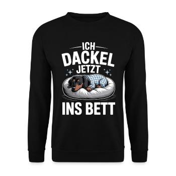 Offizielles Schlafshirt Schlafanzug Dackel Hund - Unisex Pullover - Schwarz - Vorne - Alina (178cm) & Michal (187cm)