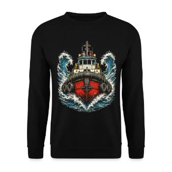 Remorqueurs Illustration artistique - Sweat-shirt Unisexe - noir - Devant - Alina (178cm) & Michal (187cm)