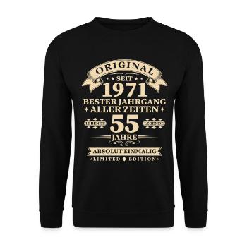 Original 1971 Bester Jahrgang 55. Geburtstag - Unisex Pullover - Schwarz - Vorne - Alina (178cm) & Michal (187cm)