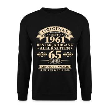 Original 1961 Bester Jahrgang 65. Geburtstag - Unisex Pullover - Schwarz - Vorne - Alina (178cm) & Michal (187cm)