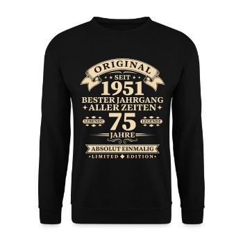 Original 1951 Bester Jahrgang 75. Geburtstag - Unisex Pullover - Schwarz - Vorne - Alina (178cm) & Michal (187cm)