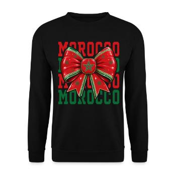 Morocco Flag Bow | Moroccan Coquette Style - Unisex Sweatshirt - black - Front - Alina (178cm) & Michal (187cm)