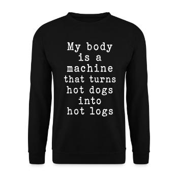 Humor Hot Dog Machine | Funny Grunge Quote - Unisex Sweatshirt - black - Front - Alina (178cm) & Michal (187cm)