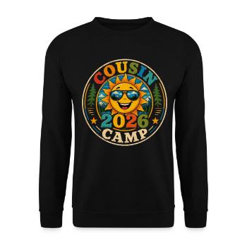 Cousin Camp 2026 | Retro Family Vacation Badge - Unisex Sweatshirt - black - Front - Alina (178cm) & Michal (187cm)