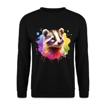 Nasenbär Motiv - Unisex Pullover - Schwarz - Vorne - Alina (178cm) & Michal (187cm)