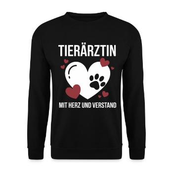 Tierärztin Mit Herz Und Verstand Tiere - Unisex Pullover - Schwarz - Vorne - Alina (178cm) & Michal (187cm)