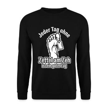 Jeder Tag ohne Zettel am Zeh ist ein guter Tag - Unisex Pullover - Schwarz - Vorne - Alina (178cm) & Michal (187cm)