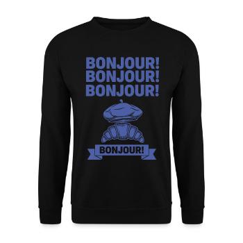 Breakfast brunch coffee bacon food BONJOUR second - Unisex Sweatshirt - black - Front - Alina (178cm) & Michal (187cm)