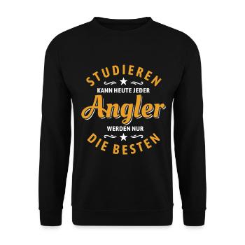 Studieren kann jeder | Angler Spruch - Unisex Pullover - Schwarz - Vorne - Alina (178cm) & Michal (187cm)