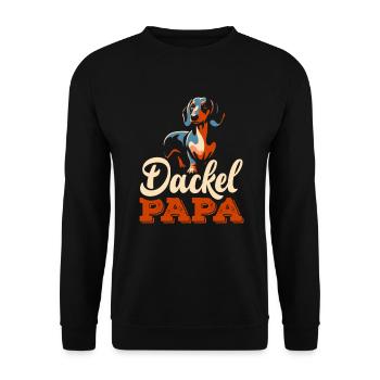 Dackel Papa Hundebesitzer - Unisex Pullover - Schwarz - Vorne - Alina (178cm) & Michal (187cm)