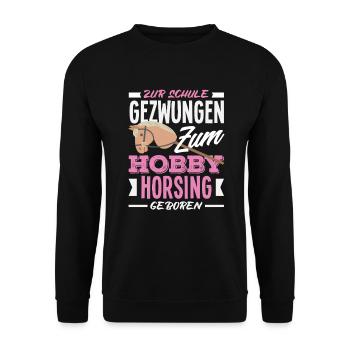 Zum Hobby Horsing Geboren - Unisex Pullover - Schwarz - Vorne - Alina (178cm) & Michal (187cm)