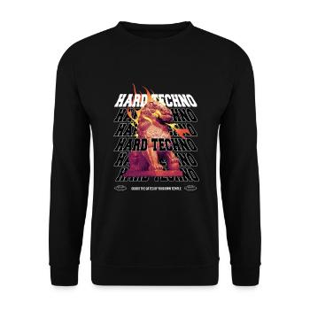 Protect Hard Techno – Techno Rave Festival Outfit - Unisex Pullover - Schwarz - Vorne - Alina (178cm) & Michal (187cm)