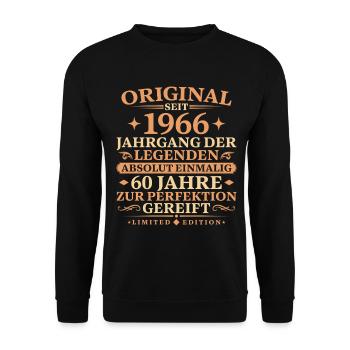 1966 geboren Vintage 60. Geburtstag Geschenk - Unisex Pullover - Schwarz - Vorne - Alina (178cm) & Michal (187cm)