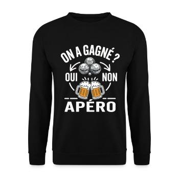 Pétanque Bière Cadeau humour personnalisé - Sweat-shirt Unisexe - noir - Devant - Alina (178cm) & Michal (187cm)