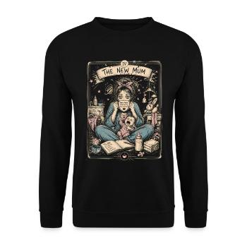Nouvelle Maman Thé Chaos Art Vintage Fatigué - Sweat-shirt Unisexe - noir - Devant - Alina (178cm) & Michal (187cm)