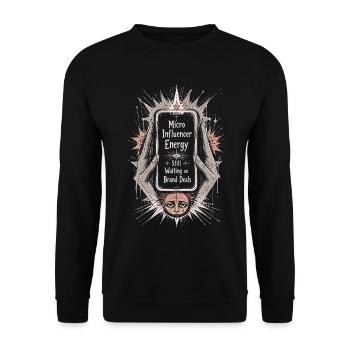 Micro Influencer Creator Energy Retro Phone Art - Unisex Sweatshirt - black - Front - Alina (178cm) & Michal (187cm)