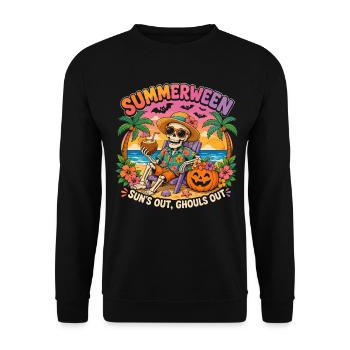Summerween Halloween Été Squelette Drôle Cadeau - Sweat-shirt Unisexe - noir - Devant - Alina (178cm) & Michal (187cm)