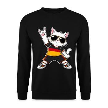 Deutschland Katze Sonnenbrille Flaggen Art - Unisex Pullover - Schwarz - Vorne - Alina (178cm) & Michal (187cm)